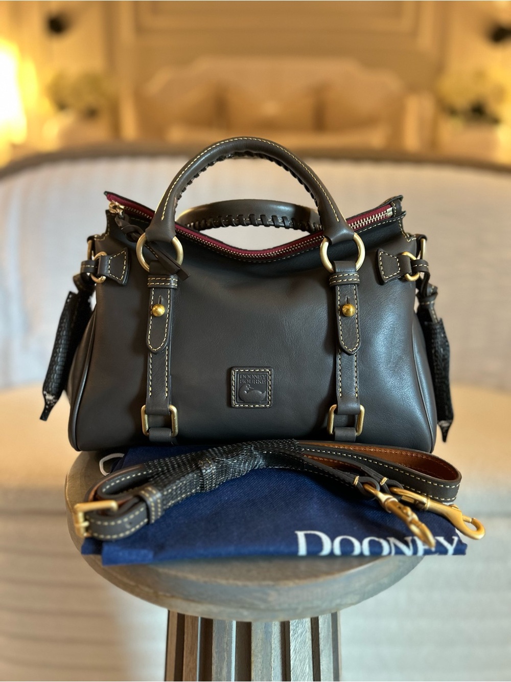 Dooney and Bourke Florentine Mini Satchel in CHARCOAL - Picture 4 of 15